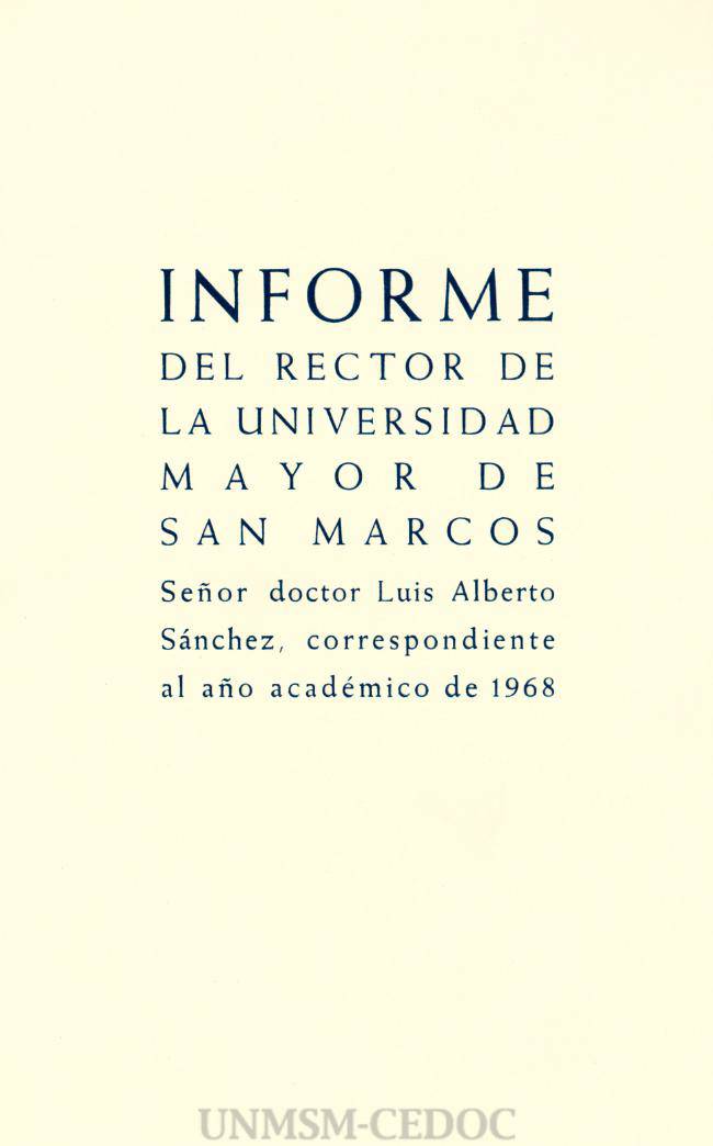 Informe del rector de la Universidad Mayor de San Marcos